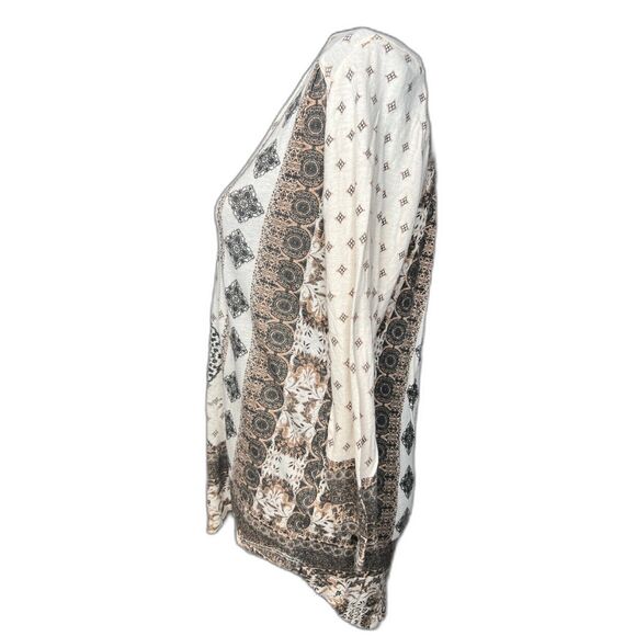 Lucky Brand Women's Boho Tunic Hippie Geometric Beige Brown (M) - Picture 2 of 6